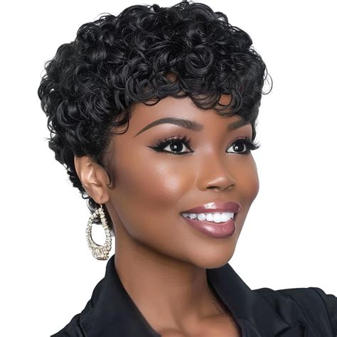 Curly African American Wigs Synthetic With Bangs Black Wigs