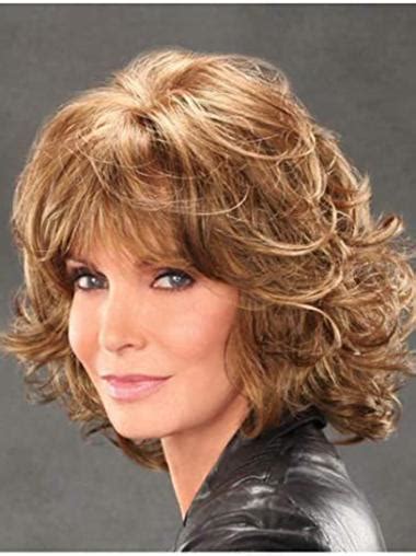 Curly Blonde Chin Length Synthetic Capless Bobs Jaclyn Smith Wigs