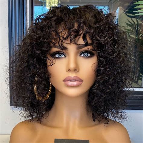 Curly Wigs With Bangs Modern Curly Bob Wigs