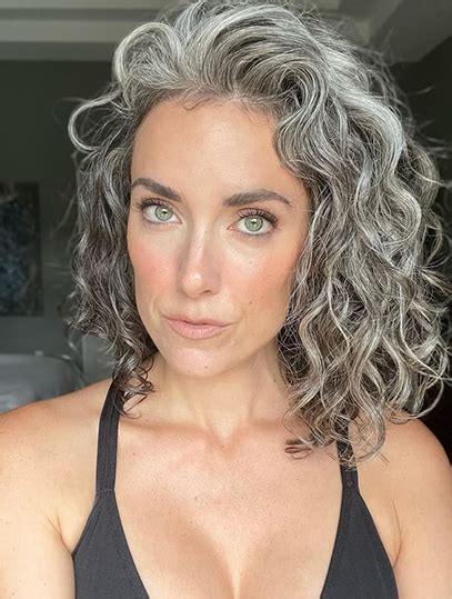 Curly Without Bangs 12" Grey Medium Wigs Women