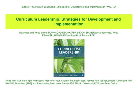 Curriculum Leadership Development and Implementation Kindle Editon