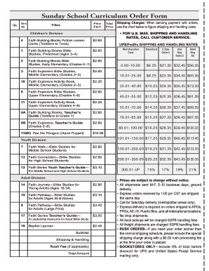 Curriculum Order Form - SSPB/Sunday School Publishing Board PDF Kindle Editon