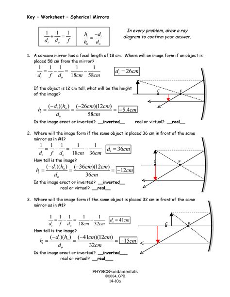 Curved Mirror Package Answer Key Doc