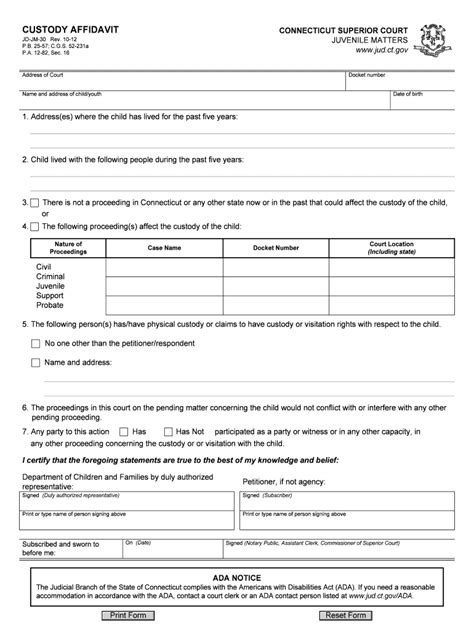 Custody Affidavit Template