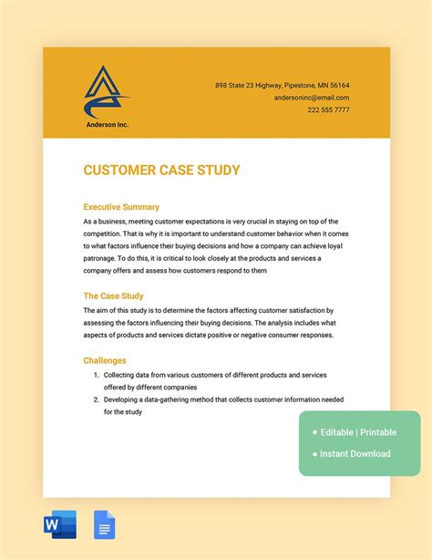 Customer Case Study Template