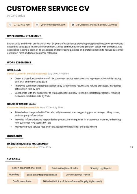 Customer Service Cv Template