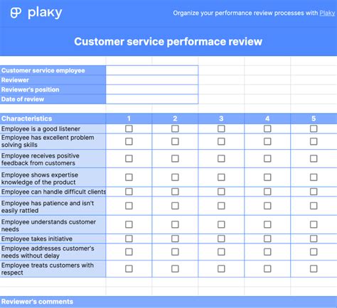 Customer Service Performance Review Answers Reader