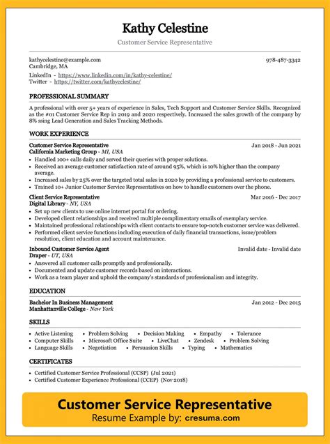 Customer Service Rep Resume Sample: 12,000+ Words of Expert Advice