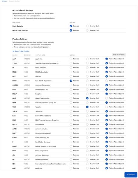 Customizable Dividend Settings: