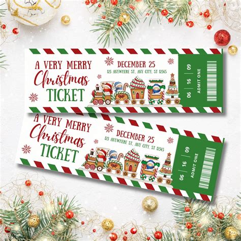 Cute Printable Christmas Ticket Template For Mom