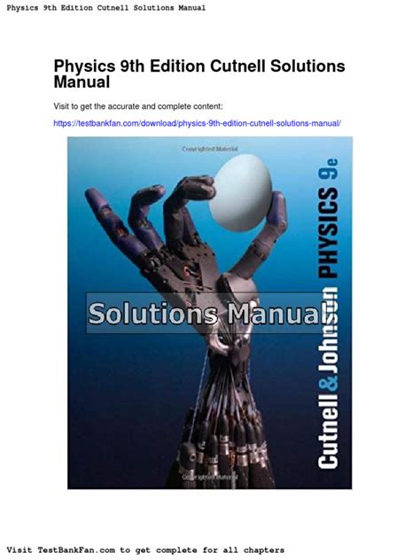 Cutnell And Johnson Physics 9th Edition Solutions Manual Doc