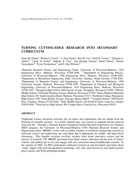Cutting-Edge Curriculum and Research