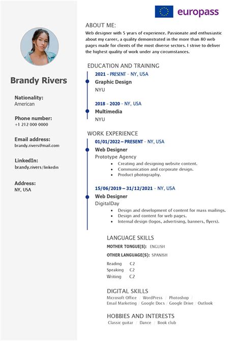 Cv Template European Union