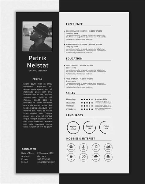 Cv Template One Page