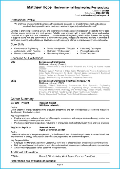 Cv Template Phd Application