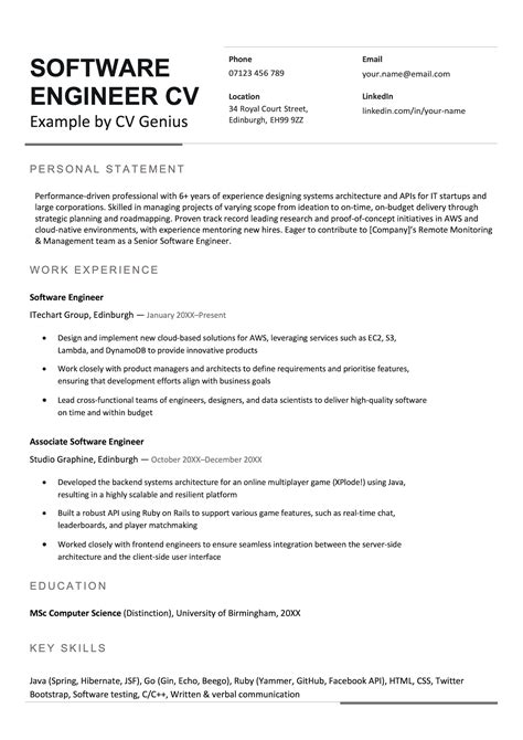 Cv Template Software Engineer