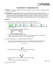 Cytochrome C Comparison Lab Answers Reader