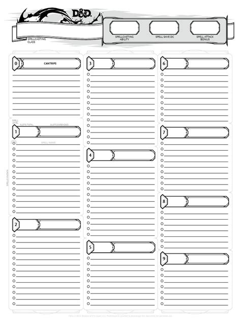 D&d 5e Spellcasting Character Sheet Printable