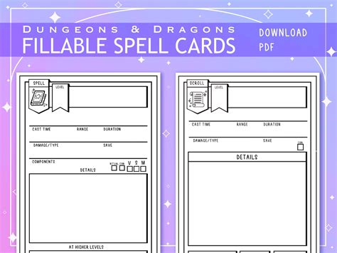 D D Spell Card Template