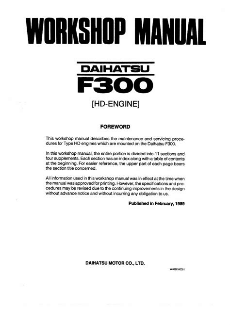 DAIHATSU F300 SERVICE MANUAL REPAIR MANUAL Ebook Doc