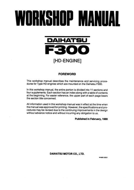 DAIHATSU F300 SERVICE MANUAL REPAIR MANUAL Ebook Doc