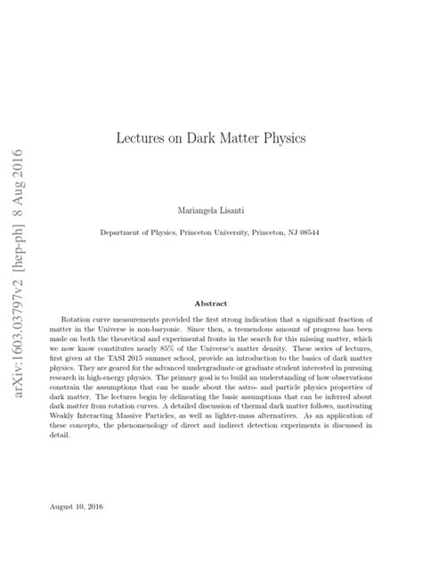 DARK MATTER LECTURE TUTORIAL ANSWERS Ebook PDF