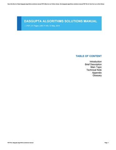 DASGUPTA ALGORITHMS SOLUTIONS MANUAL Ebook Kindle Editon