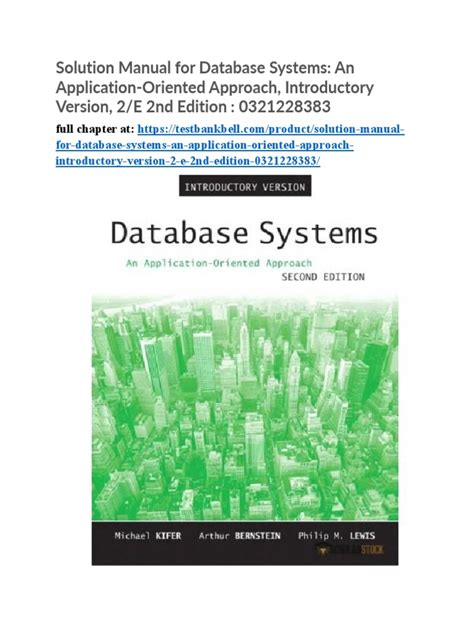 DATABASE SYSTEMS AN APPLICATION ORIENTED APPROACH SOLUTIONS MANUAL Ebook Kindle Editon