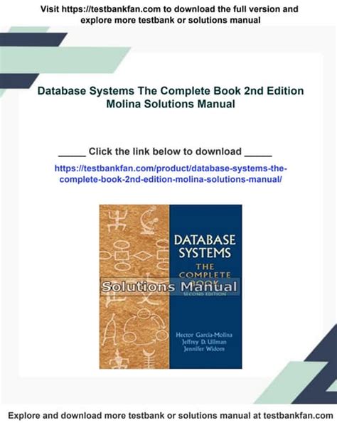 DATABASE SYSTEMS THE COMPLETE BOOK 2ND EDITION SOLUTIONS MANUAL Ebook Epub