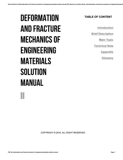 DEFORMATION AND FRACTURE MECHANICS OF ENGINEERING MATERIALS SOLUTION MANUAL PDF Ebook PDF
