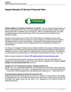 DEPED SAMPLE OF SCHOOL FINANCIAL PLAN Ebook Doc