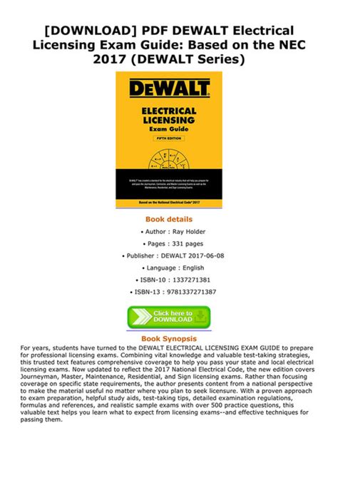 DEWALT Electrical Licensing Exam Guide Based on the NEC 2017 DEWALT Series Doc