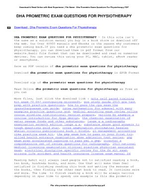 DHA EXAM SAMPLE QUESTIONS FOR PHYSIOTHERAPIST Ebook Epub