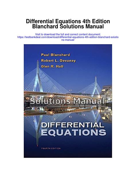 DIFFERENTIAL EQUATIONS BLANCHARD 4TH EDITION SOLUTIONS MANUAL PDF Ebook PDF
