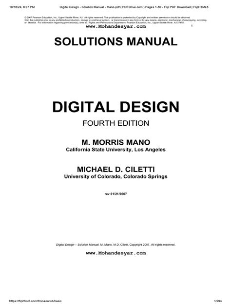 DIGITAL DESIGN SOLUTION MANUAL Ebook Doc