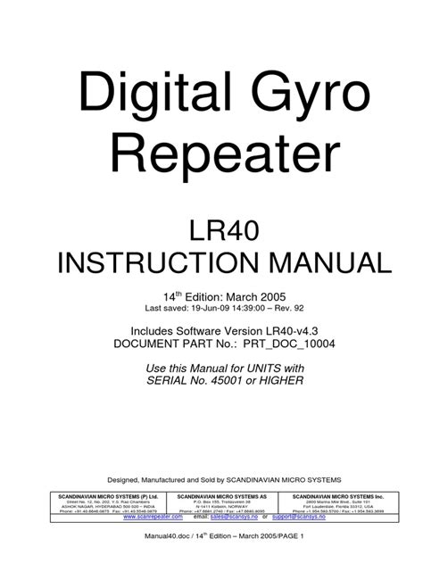 DIGITAL GYRO REPEATER LR40 INSTALLATION MANUAL PDF Ebook Ebook Reader