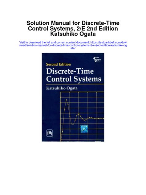 DISCRETE TIME CONTROL SYSTEMS OGATA SOLUTION MANUAL PDF Ebook PDF