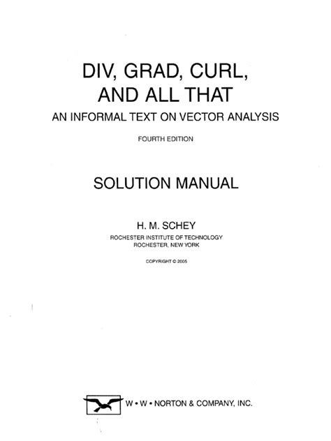 DIV GRAD CURL AND ALL THAT SOLUTIONS Ebook Reader