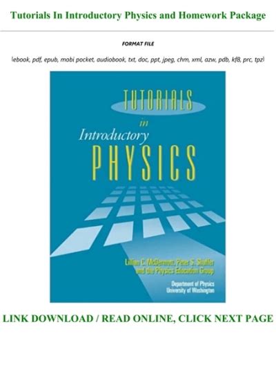 DOWNLOAD PDF Tutorials In Introductory Physics and Homework Package FREE Doc