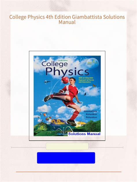 DOWNLOAD STUDENT SOLUTIONS MANUAL COLLEGE PHYSICS BY GIAMBATTISTA Ebook PDF