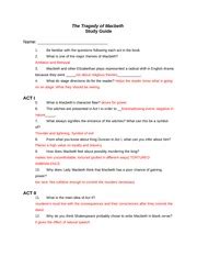 DRAMA STUDY GUIDE THE TRAGEDY ANSWERS MACBETH Ebook Doc