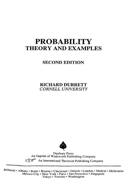 DURRETT PROBABILITY THEORY AND EXAMPLES SOLUTIONS PDF Ebook Ebook PDF