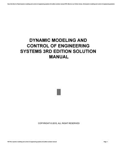 DYNAMIC MODELING AND CONTROL OF ENGINEERING SYSTEMS 3RD EDITION SOLUTION MANUAL Ebook PDF