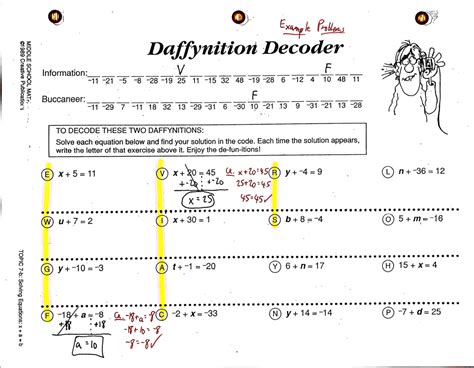 Daffynition Decoder Algebra 1 Answers Reader