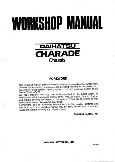 Daihatsu Charade Workshop Manual 2003 Ebook Kindle Editon