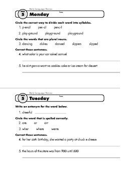 Daily Language Review Grade 3 Answer Key Doc