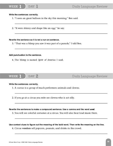 Daily Language Review Grade 4 Emc 582 Answer Key Doc