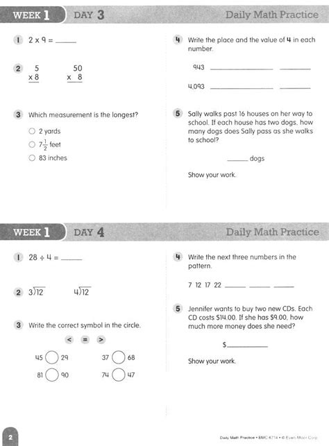 Daily Math Practice Grade 4 Answer Key Doc