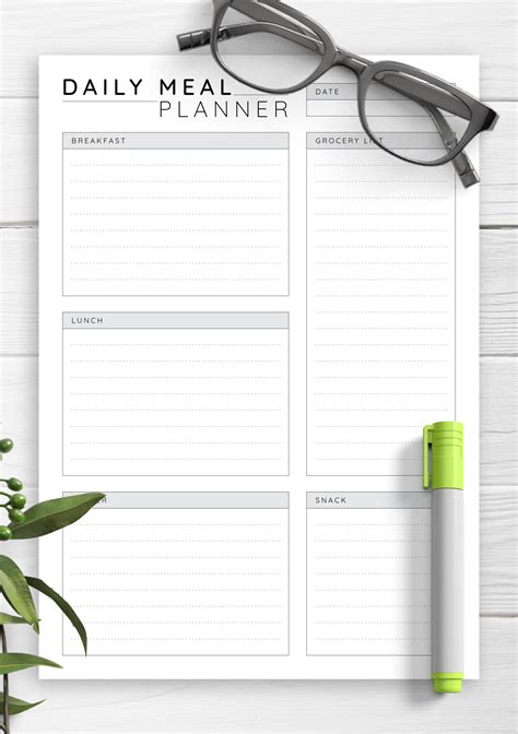 Daily Meal Planning Template