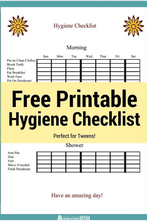 Daily Personal Hygiene Checklist Ebook Doc